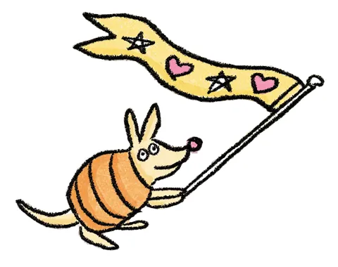 armadillo carrying a banner
