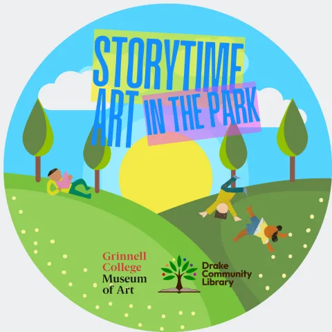 park with children reading and doing cartwheels