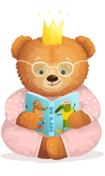 cartoon bear reading a book