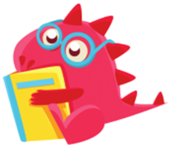 cartoon dragon in glasses reading book