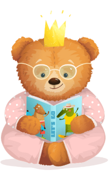 cartoon bear reading a book
