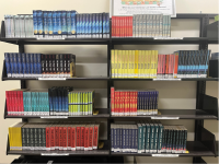 Book Club Sets on bookcases in the library